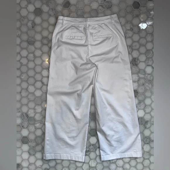 Boden White Cotton Wide Leg Pants Size UK 10 US 6 Cropped Summer Trousers - Picture 2 of 5